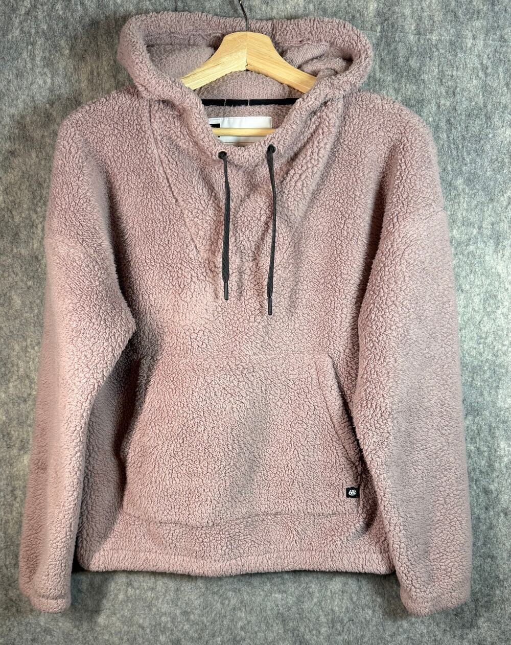 686 Womens Sherpa Hoody Mauve Pink Medium Fleece Drawstring Kangaroo Pocket